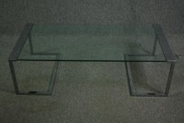 A chrome and glass SIR T32 coffee table by Gallotti and Radice. H.30 W.120 D.60cm.
