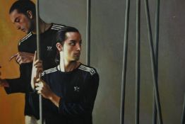 TR15029 † Raoof Highaghi, (b.1976), oil on canvas, 'Persona', signed. H.70 W.100cm.