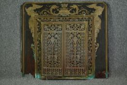 A French Régence style gilt metal and iron fire surround, late 19th century. H.92 W.101cm.