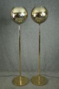 A pair of contemporary designer brass floor standing uplights. H.180cm. (each).