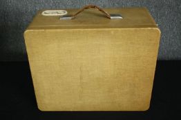 A vintage retro Deccalian portable record player. H.37 W.46 D.22cm.
