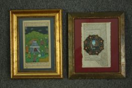 Two Indo - Persian watercolours, framed and glazed. H.41 W.31cm. (largest).