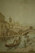 An early 20th century embroidered picture of Venice. Framed and glazed. H.75 W.76cm.