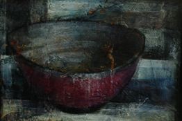 Peter White (b.1959), mixed media, Bowl, label to the reverse. H.31 W.37cm.