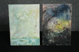STOT21stCplanB (Harry Adams), two oil and caustic paint on boards: Drawing and Fulkers, signed