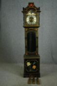 An early 20th century black lacquer longcase clock. H.200 W.46 D.29cm.