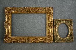 Two giltwood frames with gesso decoration. H.93 W.120cm. (largest).