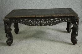 Coffee table, vintage carved Burmese style hardwood. H.43 W.92 D.45cm.