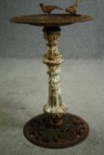 A Victorian cast iron bird bath. H.89 D.49cm.
