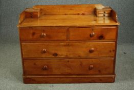 A late Victorian pine dressing chest. H.90 W.117 D.54cm.