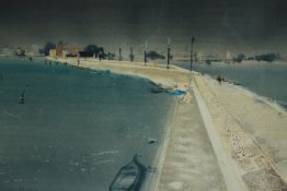 Patrick Hall (1906-1992) watercolour, the Venetian lagoon, signed, framed and glazed. H.62 W.84cm.