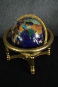 A hardstone and gilt brass globe. H.61 Dia.44cm.