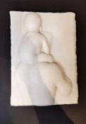 Caroline Stacey, Circa 1930, a cast resin plaque of a male figure with baby on shoulders from the