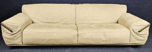 A contemporary Gamma Italian ivory leather three-seater sofa, 
