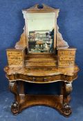 A 19th century satin birch Duchess style dressing table. H.171 W.120 D.55cm