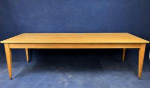 A large contemporary solid light oak refectory style dining table by Purves and Purves. H.77 W.260