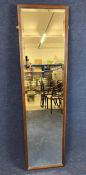 A vintage mahogany framed dressing mirror with bevelled plate. H.165 W.43.5 D.4.5cm