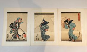 Utagawa Kunisada (1786-1865), a Japanese woodblock triptych, 