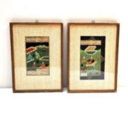 Two framed and glazed 19th century Indian gouache on paper miniatures depicting the emperor with