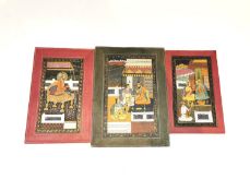 Three 19th century unframed Indo-Persian gouaches on paper, depicting Emperor Alamgir II in a golden