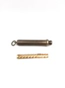 A Victorian 9ct rose gold extendable tooth pick with spiral design by William Vale & Sons along with