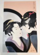 Kitagawa Utamaro, Japanese (1753 - 1806), an early 20th century woodblock print, 'Naniwa Okita