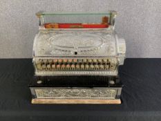 An early 20th century cash register by the National Cash Register Co., Dayton, Ohio. Nickel plated