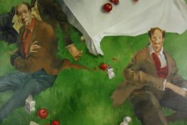 TR8376 † Catherine Gran, French, (b.1966), oil on canvas, 'Le Pique-Nique', monogrammed. H.97 W.