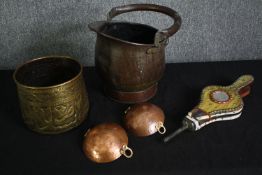 A miscellaneous collection of brass and copper. H.40 Dia. 27cm. (largest).