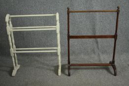 Two Victorian towel rails, one white painted. H.84 W.61cm. (largest).