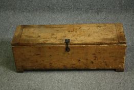 An antique pine trunk. H.25 W.78 D.25cm.