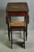 A 19th century provincial teacher's desk and associated stool. H.104 W.61 D.60cm.