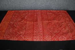 An early 20th century Fez embroidered cushion case, double sided with a central opening, silk on