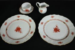 A collection of hand decorated Herend porcelain. Dia.28cm. (largest).