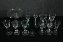 A collection of 19th century and later port and liqueur glasses. H.14 Dia15cm. (largest).