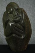 Richard Mteki (B.1947), a carved Shona soapstone figural study. H.36cm.