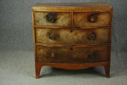 Chest of drawers, Georgian bowfronted mahogany. H.87 W.89 D.46cm.