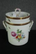 A 19th century KPM Berlin lidded ice pail, hand decorated and marked to the underside. H.28 Dia.