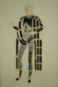 Oliver Hilary Sambourne Messel, a watercolour theatrical study, signed with exhibition label to