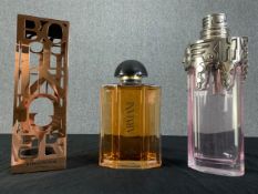 Two display perfume bottles, one Armani along with a metal Bollinger case. H.36cm x W.15cm x D.