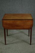 Pembroke table, Georgian mahogany. (Top needs reattaching and handle missing from frieze drawer).