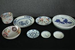 A collection of mixed Chinese ceramic items. Dia.30cm. (largest).