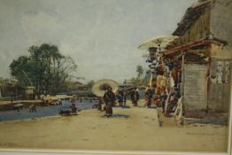 Robert Weir Allen (1851-1942), watercolour, Kyoto street scene with figures, signed with gallery