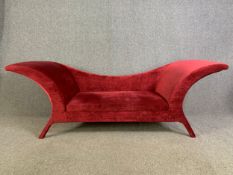 Sofa, vintage style, reupholstered in burgundy velour. H.82cm x W.242cm x D.75cm
