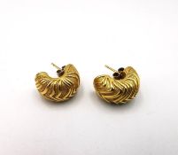 A pair of French 18ct yellow gold statement textured half hoop stud earrings by Charles Gavet,