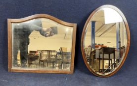 Two vintage wall mirrors. Oval H.78 W.51 square H.63 W.69cm