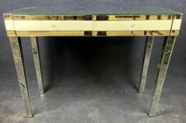 A Venetian style glass side table. H.82 W.105 D.40cm. (Some damage, mostly to the backside or inside