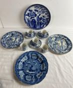 A miscellaneous collection of English and Chinese 19th century and later blue and white chiina.