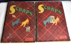 Two vintage scrap books, both completely filled with news clippings, one World War Two and the other