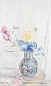 A framed and glazed watercolour, flowers in a vase. H.66 W.46cm